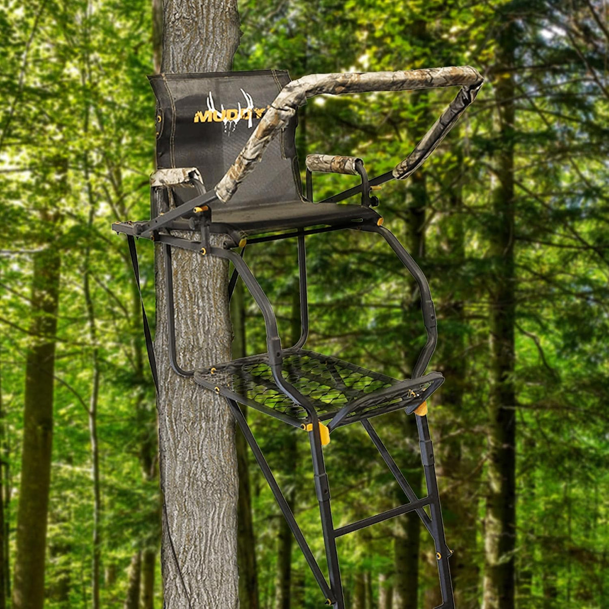 Muddy Outdoor Hunting Climbing Ladder, Tree Stand with Flex-Tek Seat and Steel Frame