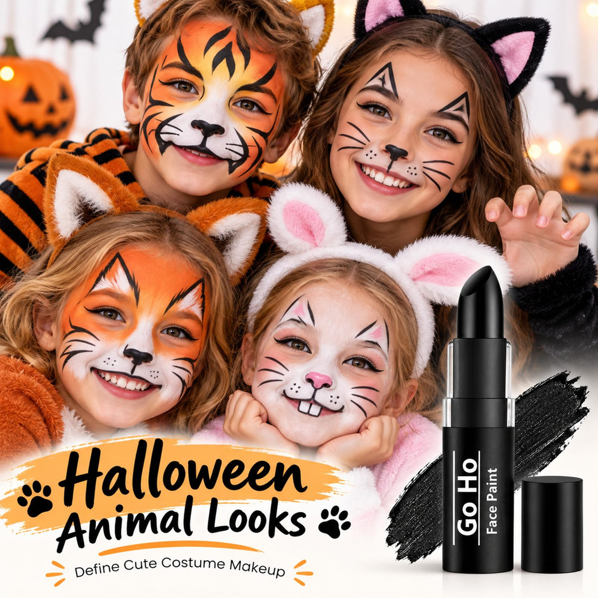 Go Ho 3 Colors Camo Face Paint Sticks,Waterproof Cream-blendable Sticks,Hunting Face Body Paint Professional Foundation SFX Makeup,Safe Face&Lip Smacking for Halloween(Green+Black+Brown)