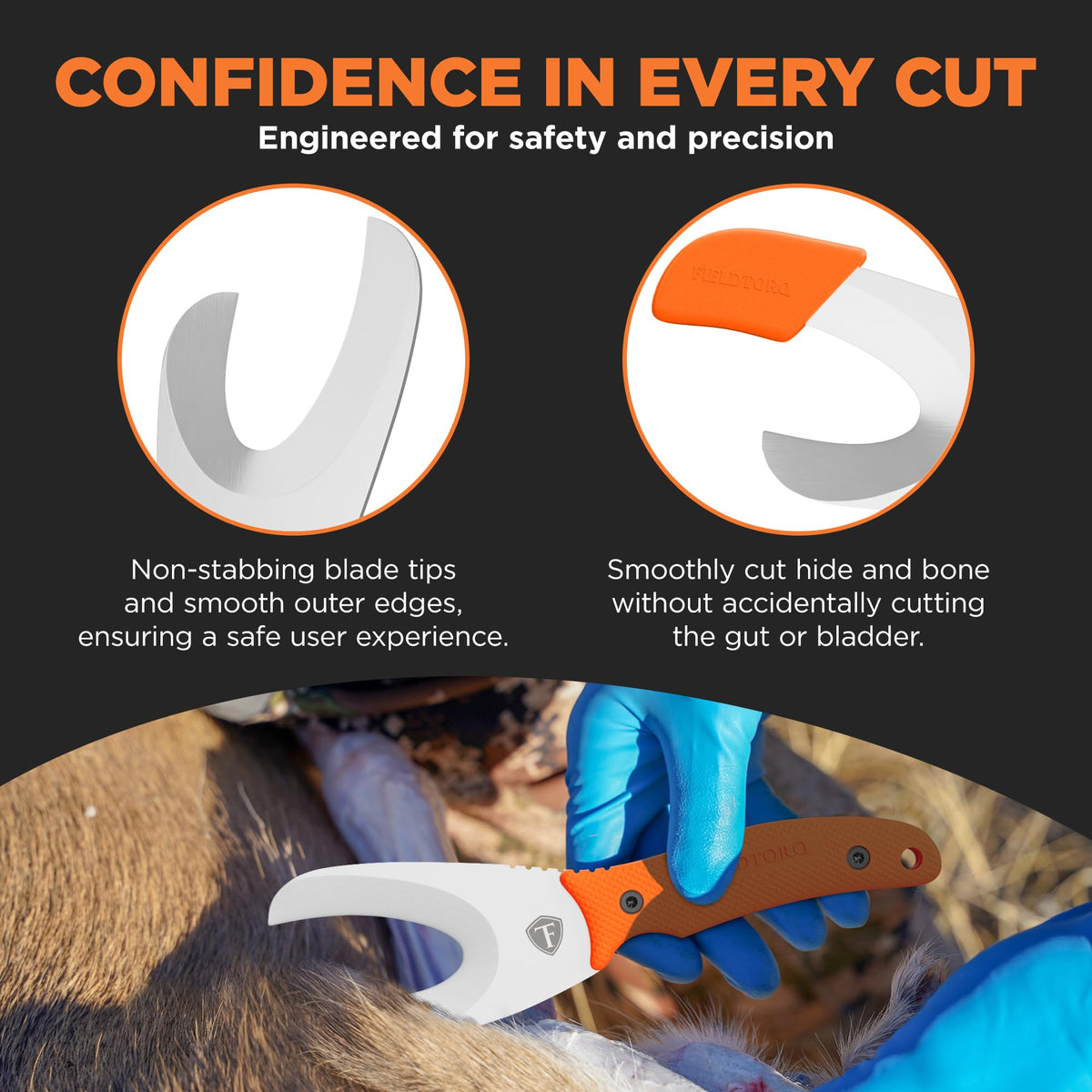Field Dressing Kit | 3-in-1 Super Tool with Sheath & Sharpener | Gut Hook | Deer Hunting Knife Set | Pakkawood | Men's Hunting Gift Accessory