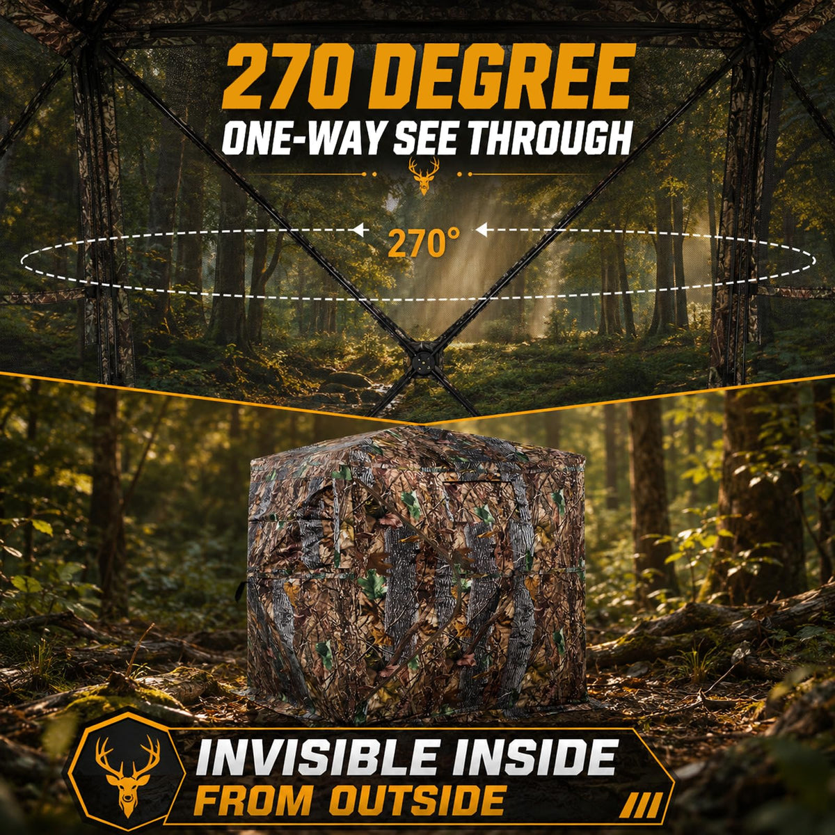 FUNHORUN Hunting Blind 270/360 See Through Deer Blind, Pop Up Ground Blind