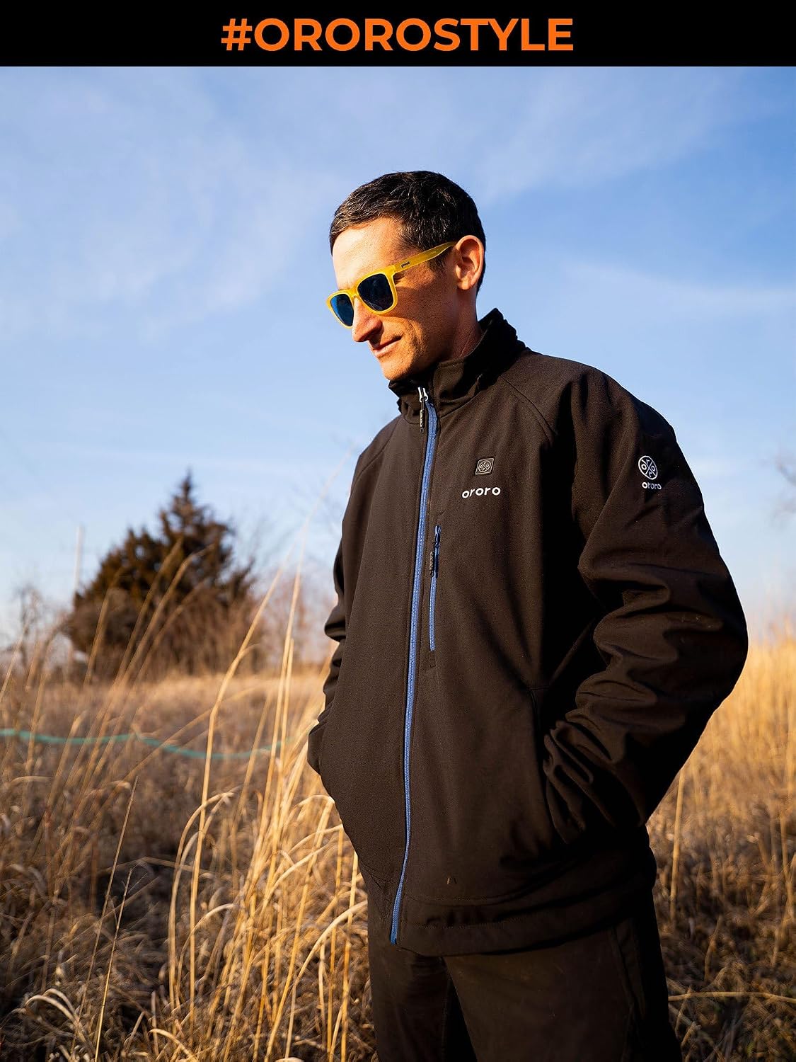 ORORO Men's Classic Heated Jacket, Water Wind Resistant Softshell Jacket