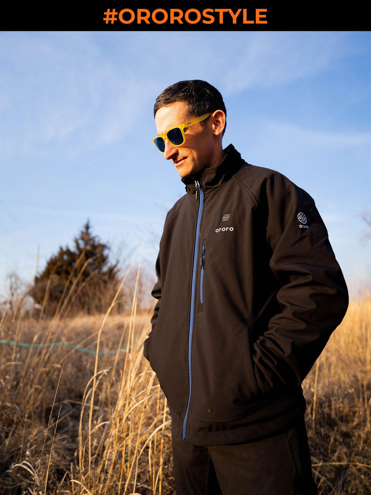 ORORO Men's Classic Heated Jacket, Water Wind Resistant Softshell Jacket