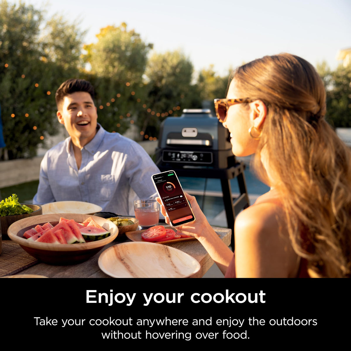 Ninja Woodfire ProConnect Premium XL Outdoor Grill & Smoker, Black & Gold
