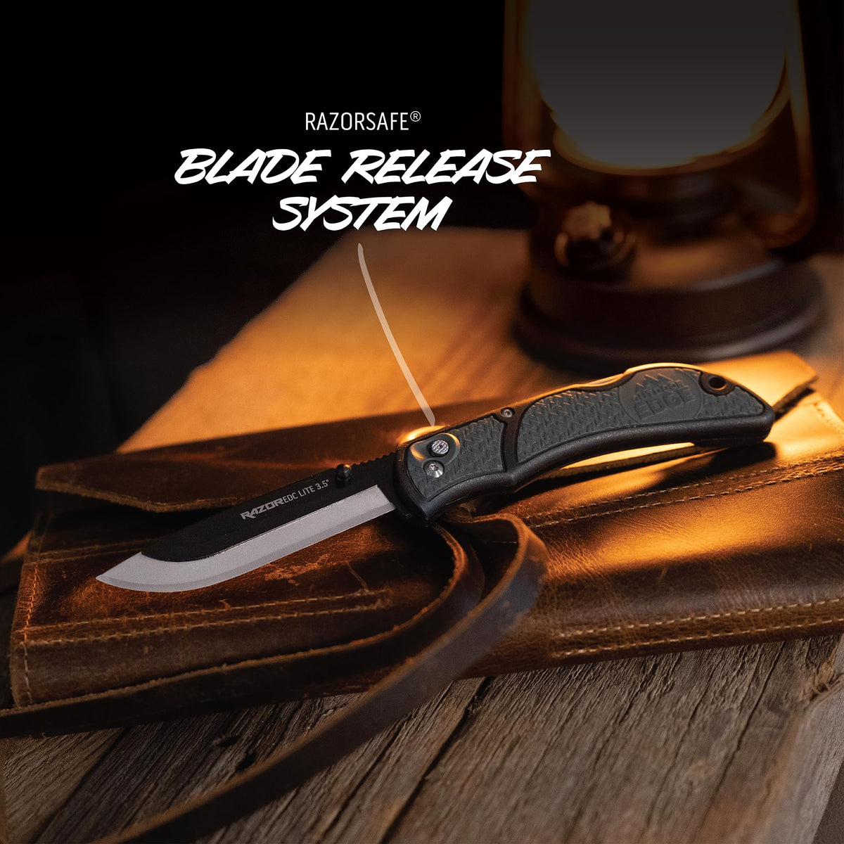 OUTDOOR EDGE 3.5" RazorLite EDC Pocket Knife (Obsidian Black), with Replaceable Blades and Clip, Perfect Carry Knive for Camping, Hunting and Survival, Includes 12 Black Steel Drop Point Blades