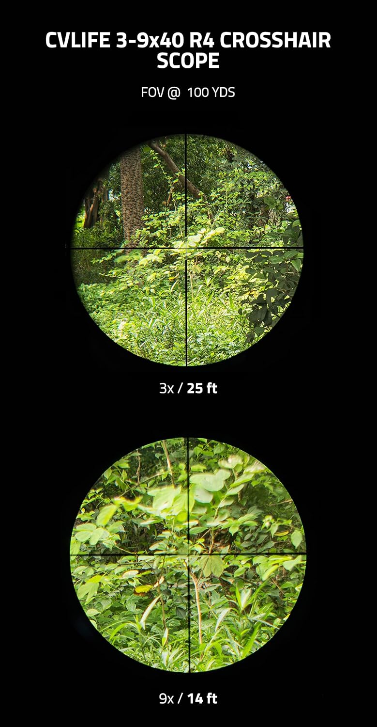 CVLIFE 3-9x40 Optics R4 Reticle Crosshair Scope with Scope Mounts