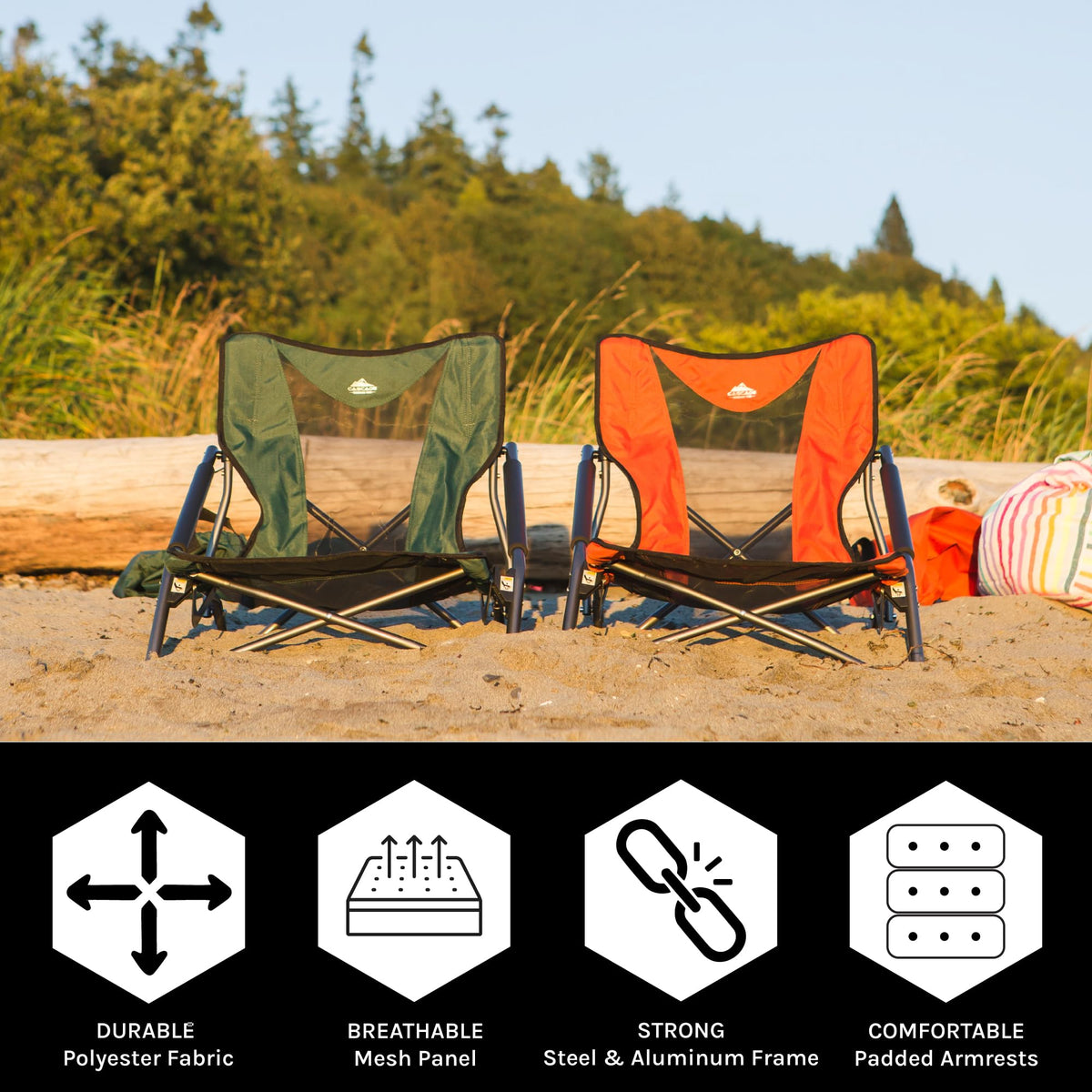 Cascade Mountain Tech Folding Camp Chair for Camping, Beach, Picnic, Barbqeues, Sporting Events with Carry Bag