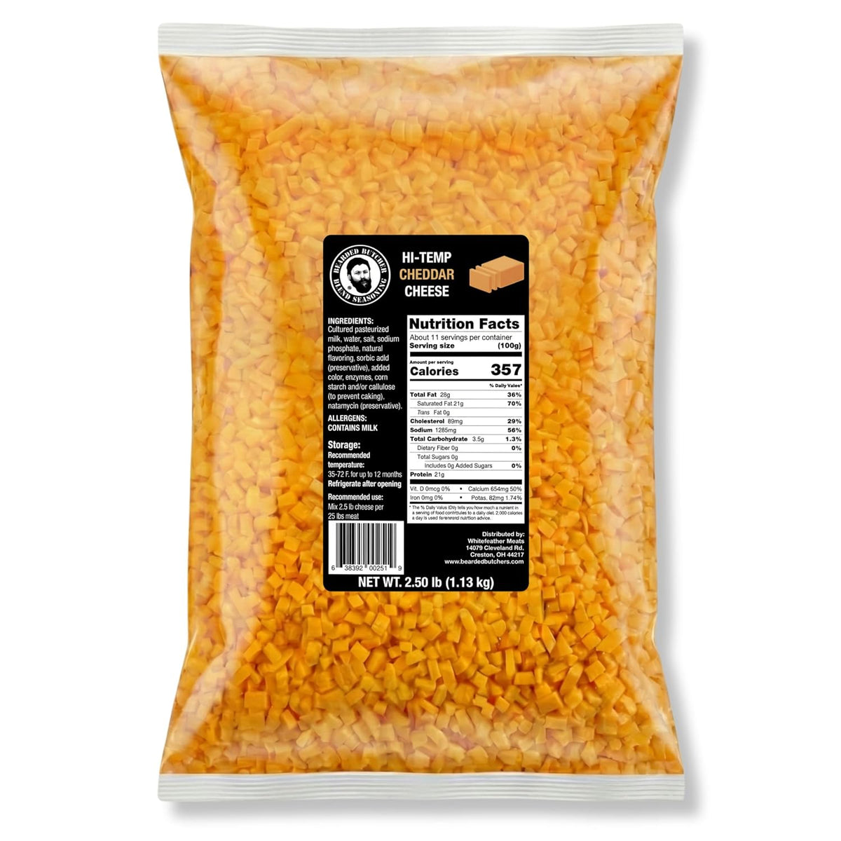Bearded Butchers High-Temp Cheddar Cheese 2.5 lbs – Shelf-Stable 1/4 ...