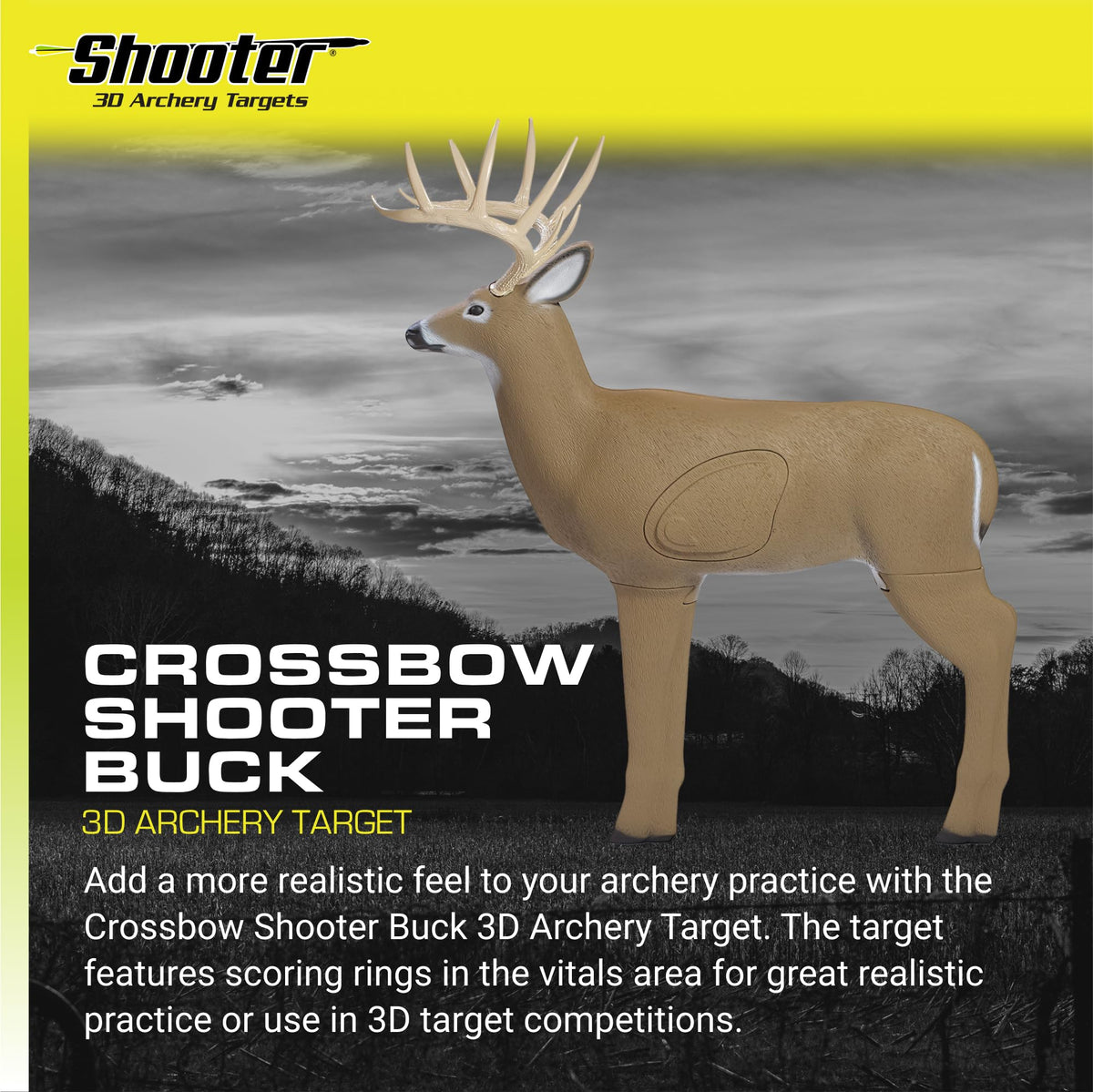 SHOOTER Buck 3D Archery Target, Replaceable Insert for Long Life, Weather-Resistant Construction, High-Density Impact-Response Foam Withstands Field Points, Broadheads, and Expandables