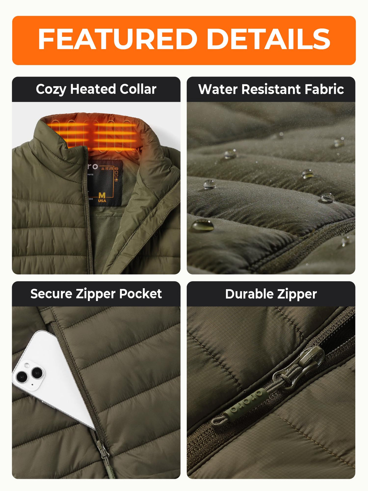 ORORO Women’s Heated Vest, 4 Heating Zones Lightweight Electric Vest