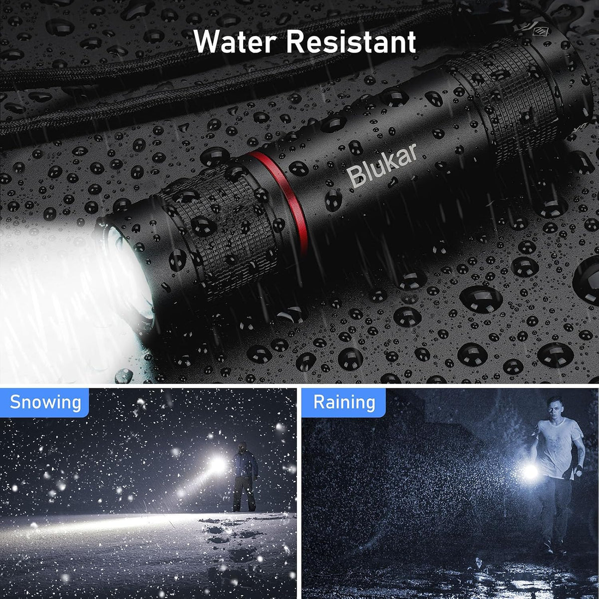 Blukar Rechargeable Flashlight, Super Bright Adjustable Focus Flashlights