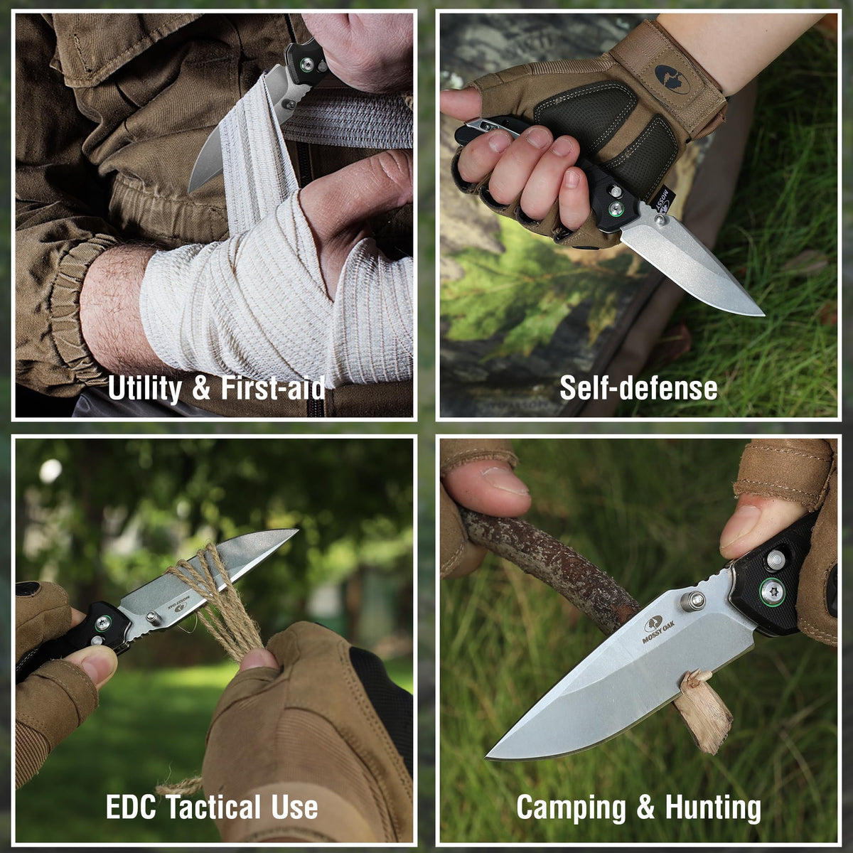 Mossy Oak Folding Pocket Knife, 4" Stonewash Stainless Steel Blade