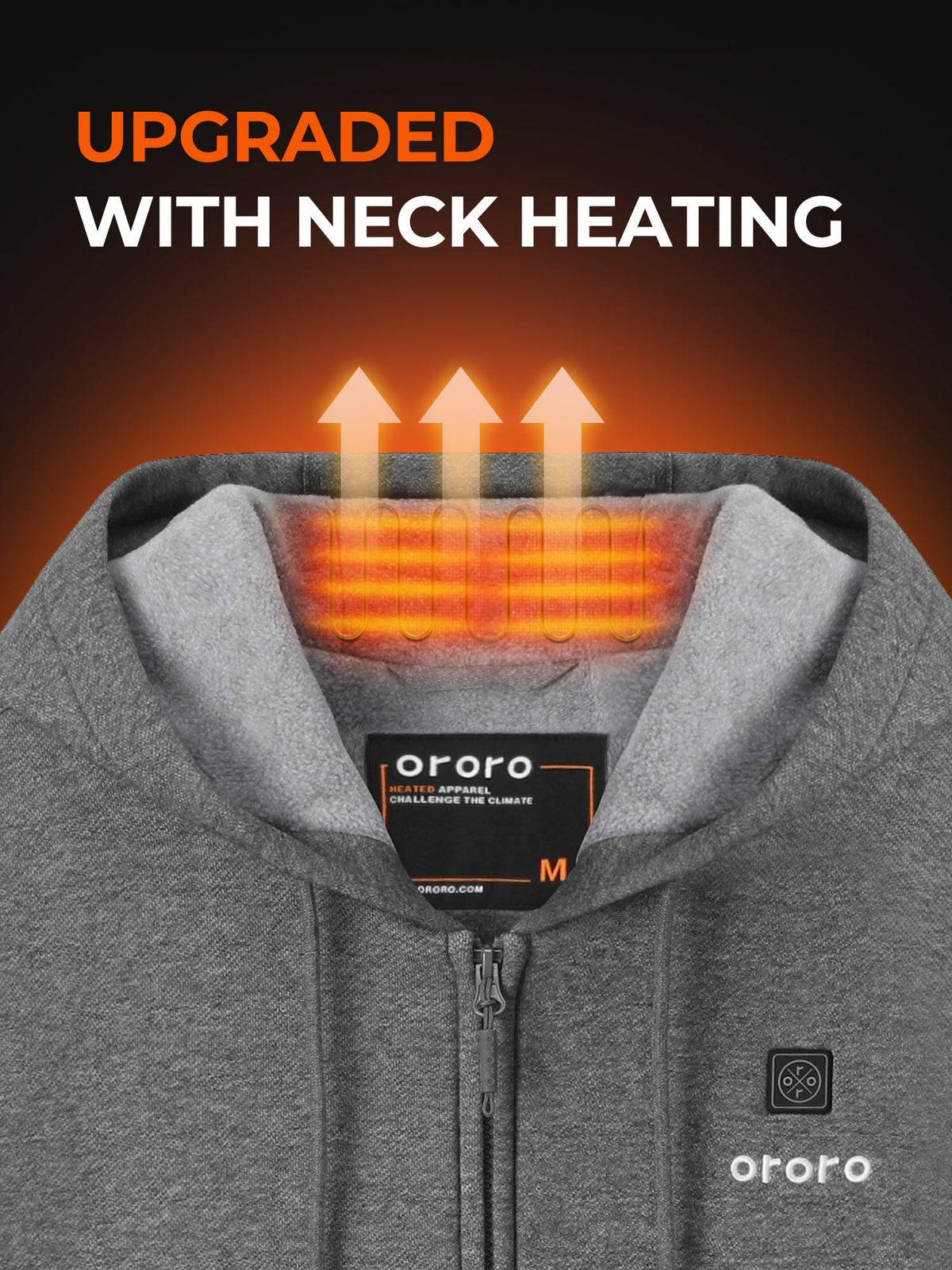 ORORO Unisex Heated Hoodie with Battery, 4-Zone Heating Fleece Hoodie