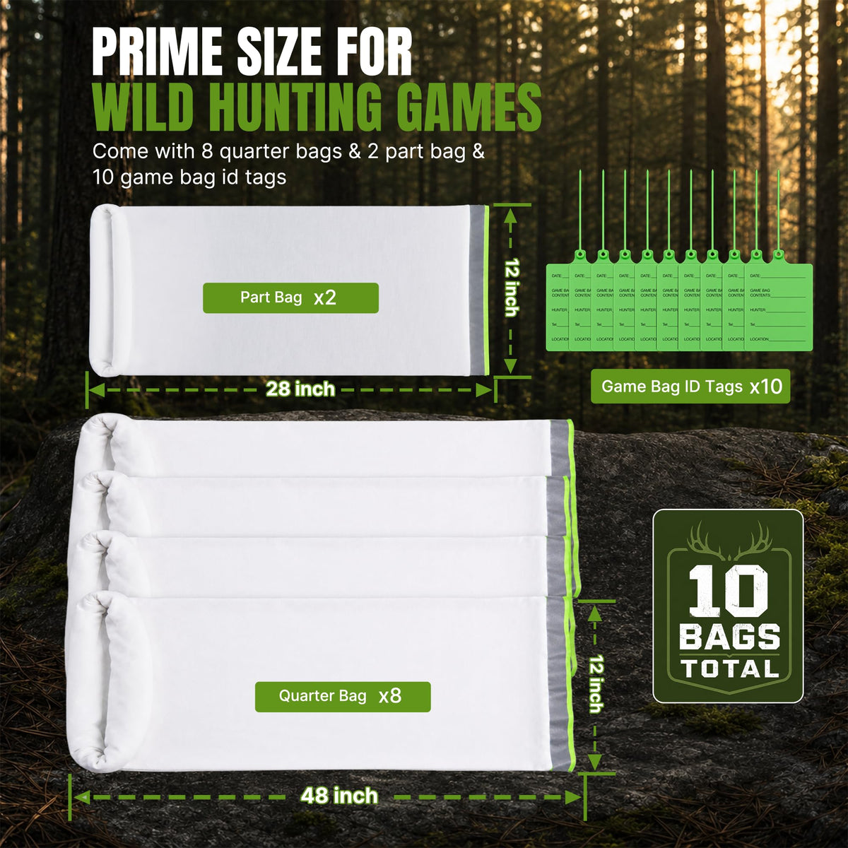 Wakhow Elk Game Bags, Field Dressing Meat Bags for Elk Deer Moose, 5 Pack
