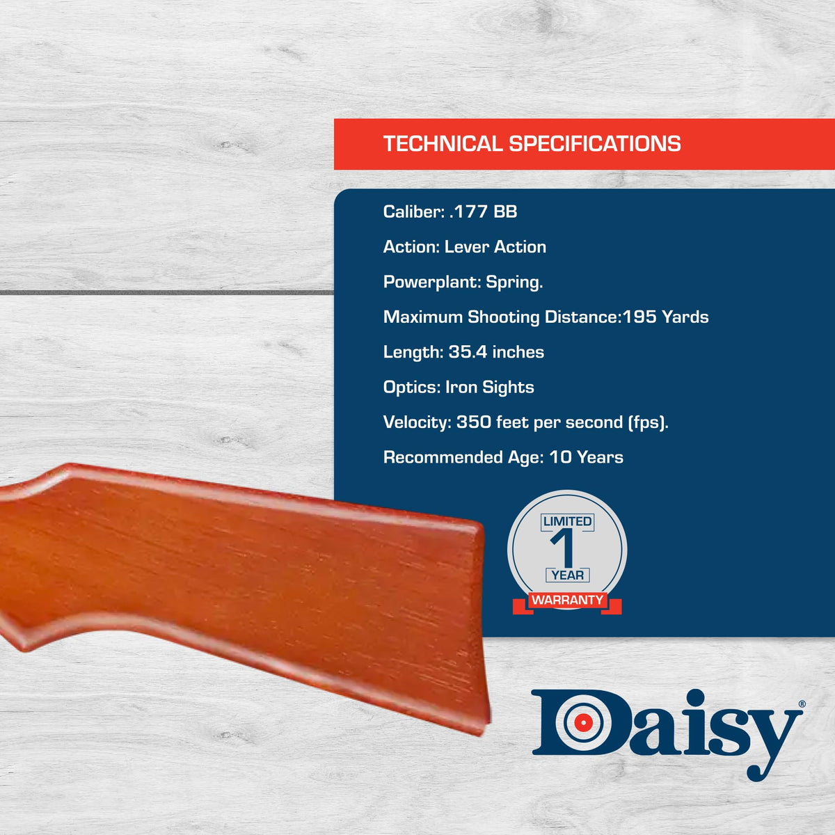Daisy Red Ryder 1938 .177 BB Rifle - Wood Stock - Lever-Action - 350 FPS
