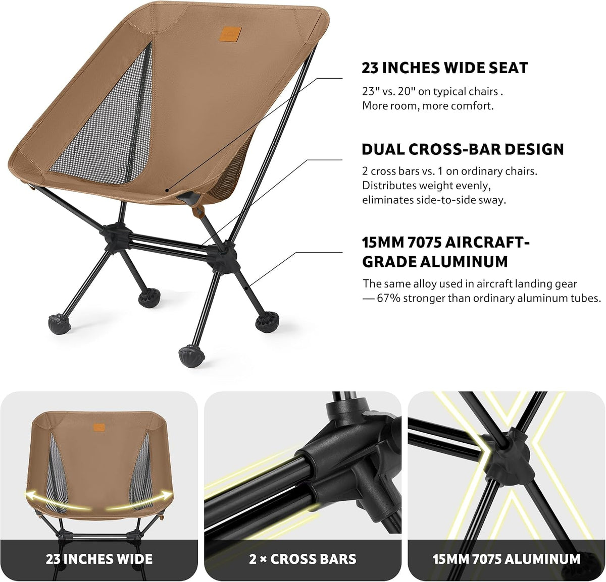 Naturehike YL08 Ultralight Camping Chair — Only 2.12 LBS, Anti-Sinking Feet