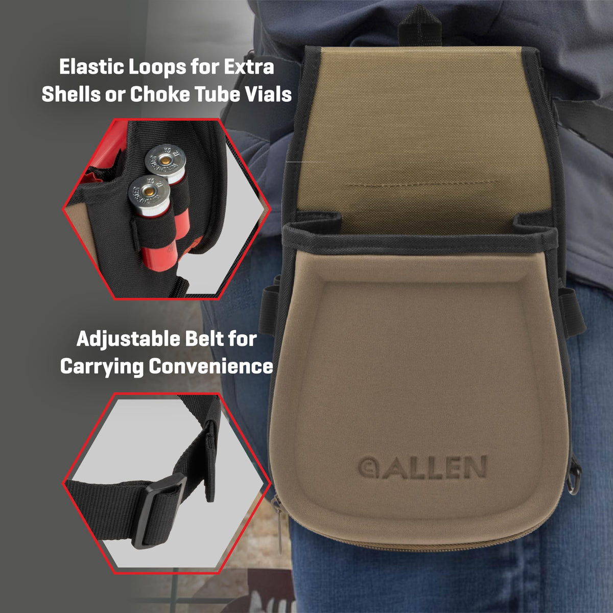 Allen Company Shotgun Shell Pouch - Clay, Trap and Skeet Shooting Accessories - Hunting and Gun Range Gear - Soft Canvas Design - Shotgun Shell Holder - Lightweight