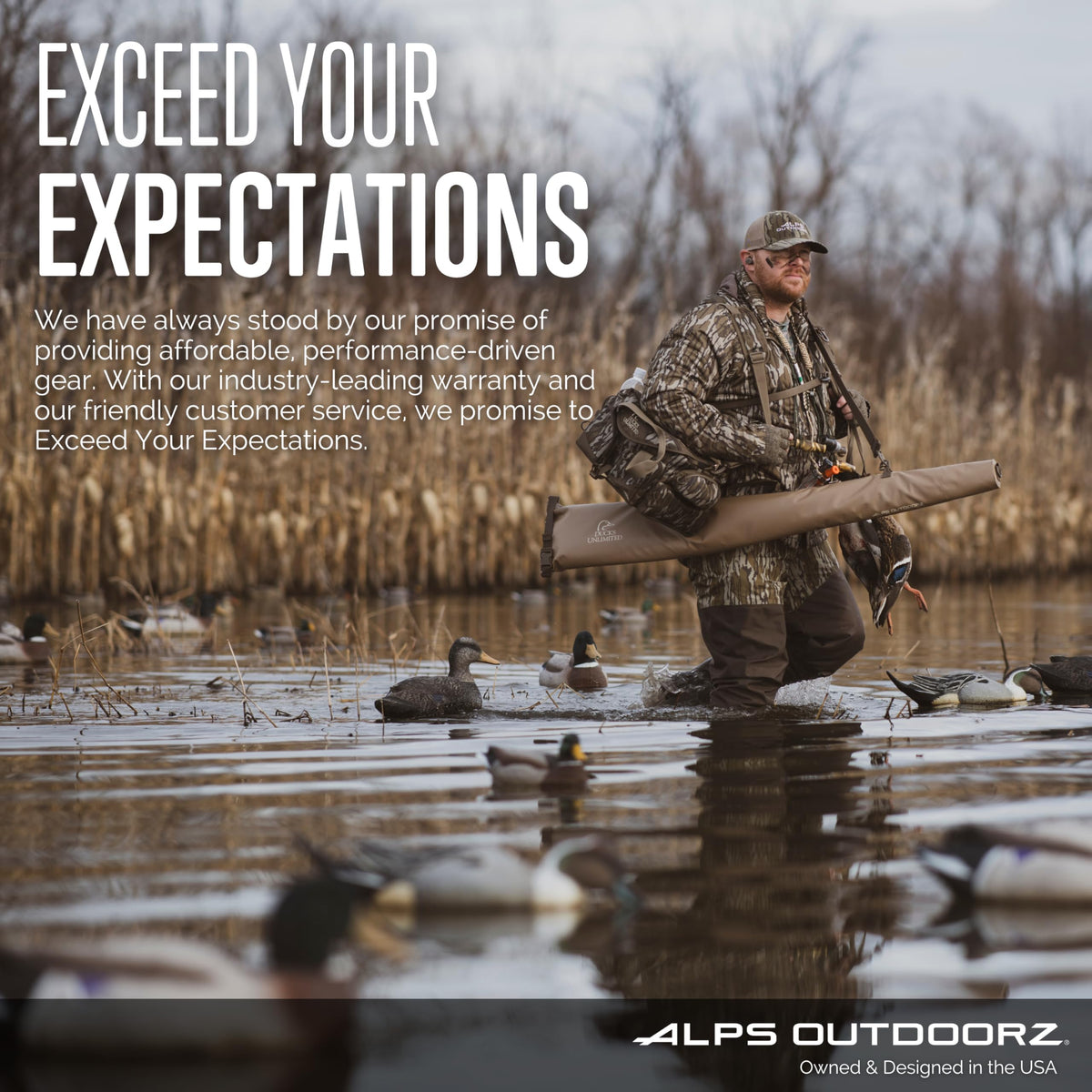 ALPS OutdoorZ Alpha Waterfowl Blind - Durable Hunting Blind, with Push Open Shooting Doors, Full-Length Side Access, Removable Gun Rests, Mesh Pockets, and Dog Doors