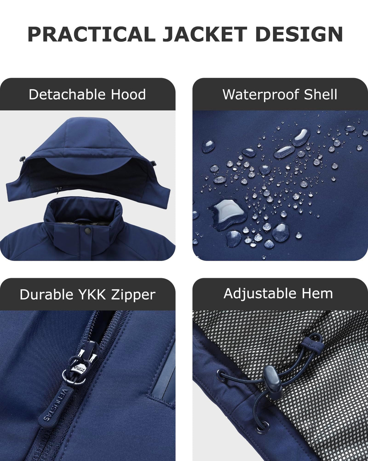 Venustas Men's Waterproof Heated Jacket with Battery & Detachable Hood