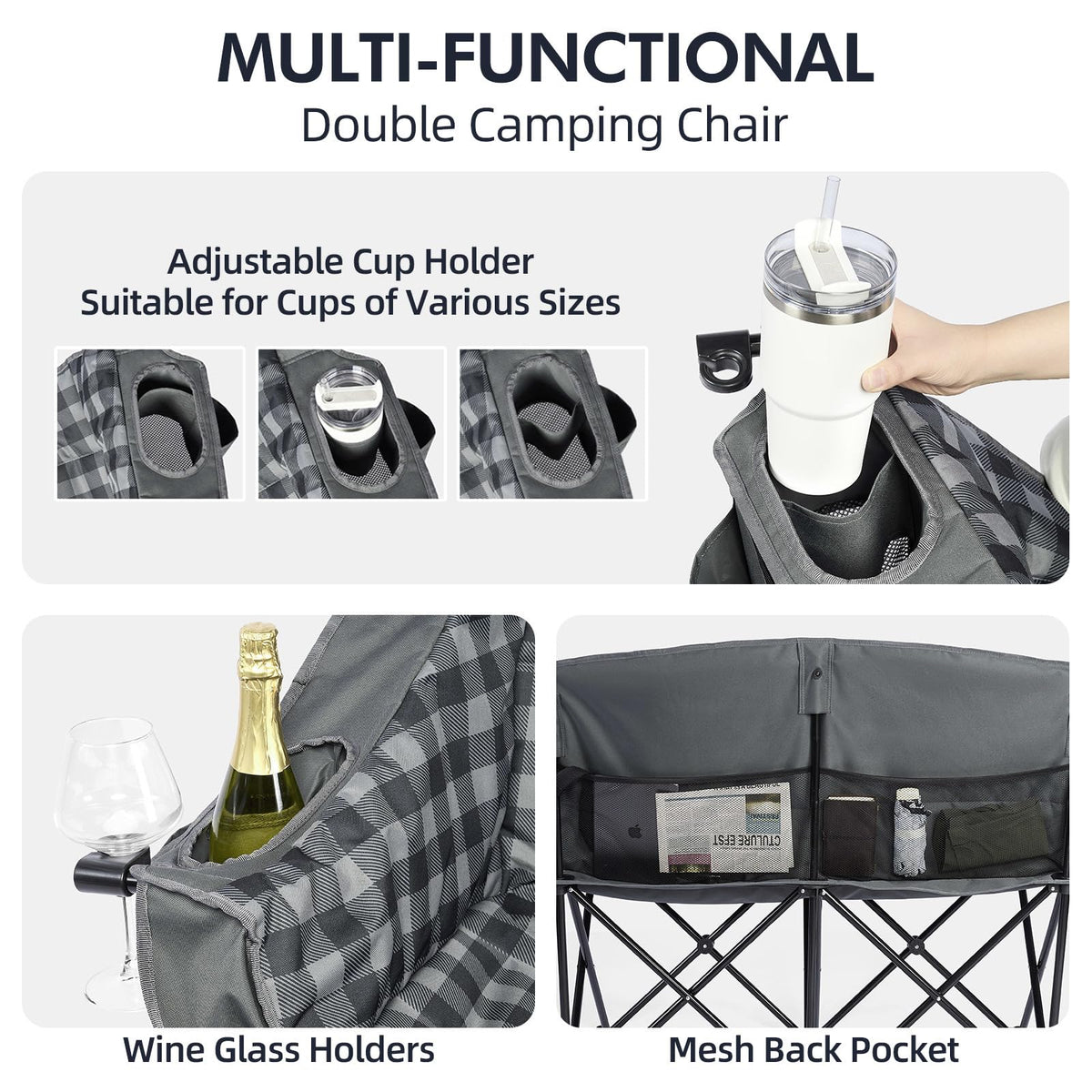Heated Oversized Camping Chair - Heavy Duty Padded Comfy Warm Outdoor Chair