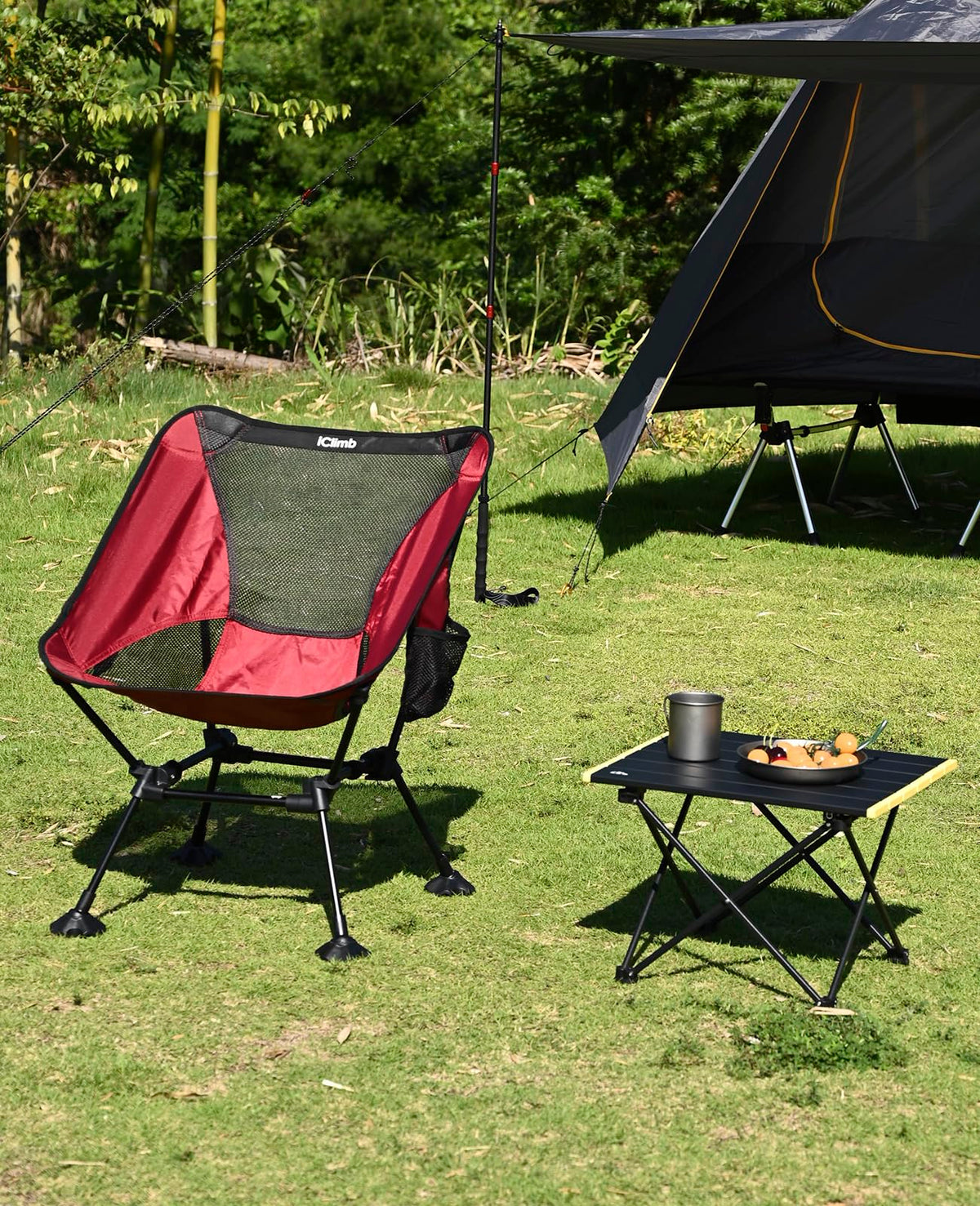 iClimb Ultralight Compact Folding Anti-Sinking Chair, Black