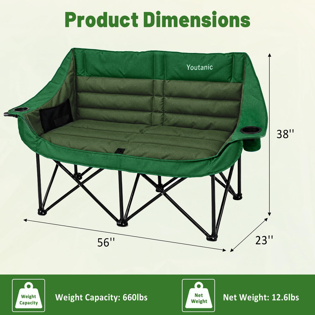 Youtanic Oversized Camping Chair, Portable Folding Camping Chairs