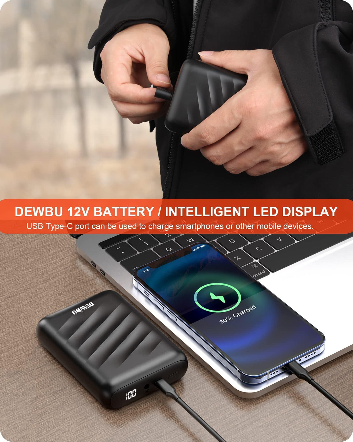 DEWBU Heated Jacket for Men with 12V Battery Pack
