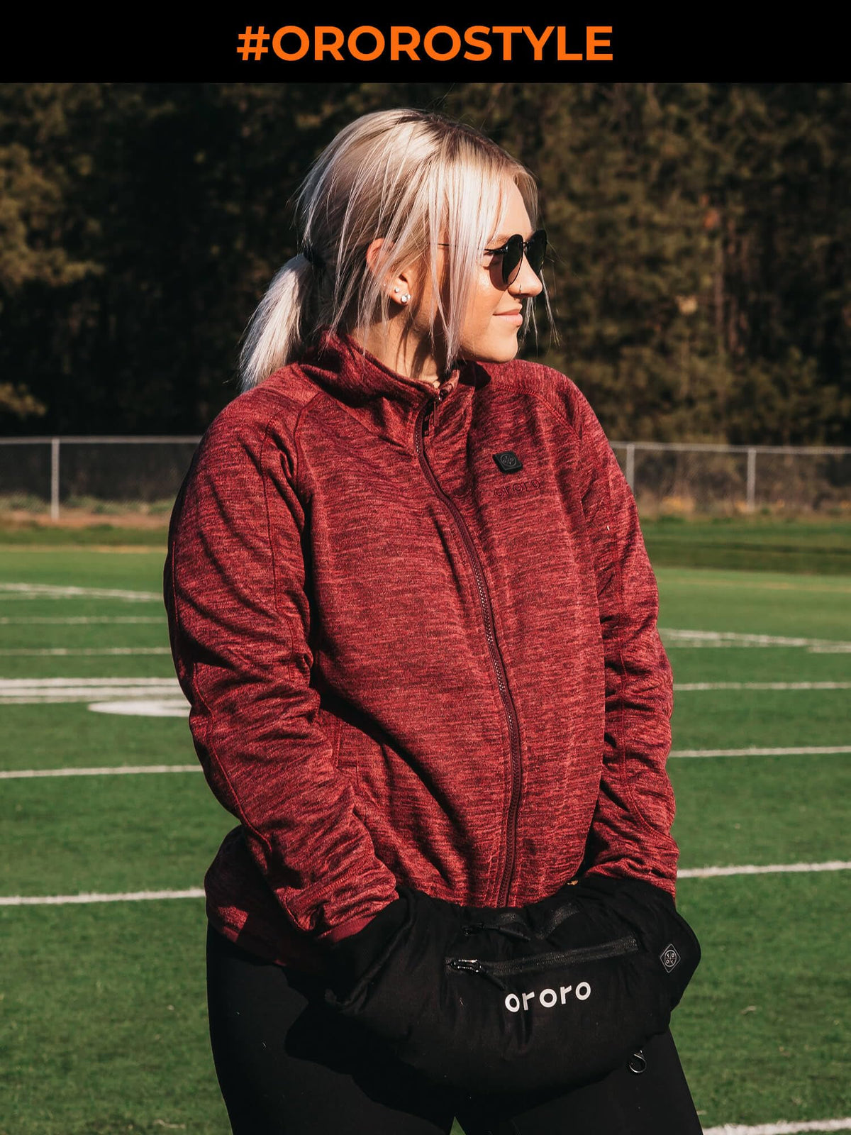 ORORO Women’s Heated Fleece Jacket, Lightweight 4-Zone Heating Layer