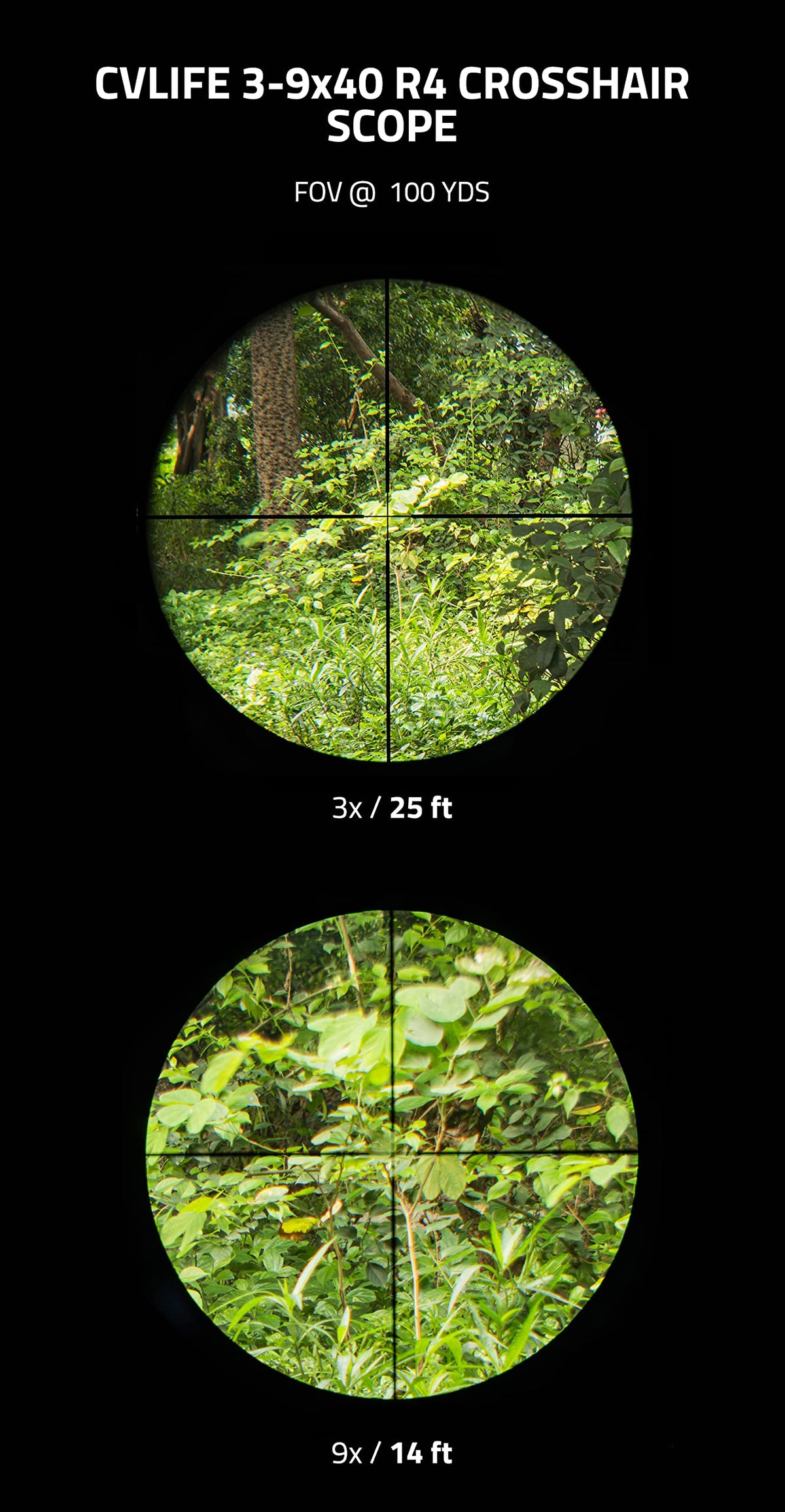 CVLIFE 3-9x40 Optics R4 Reticle Crosshair Scope with Scope Mounts