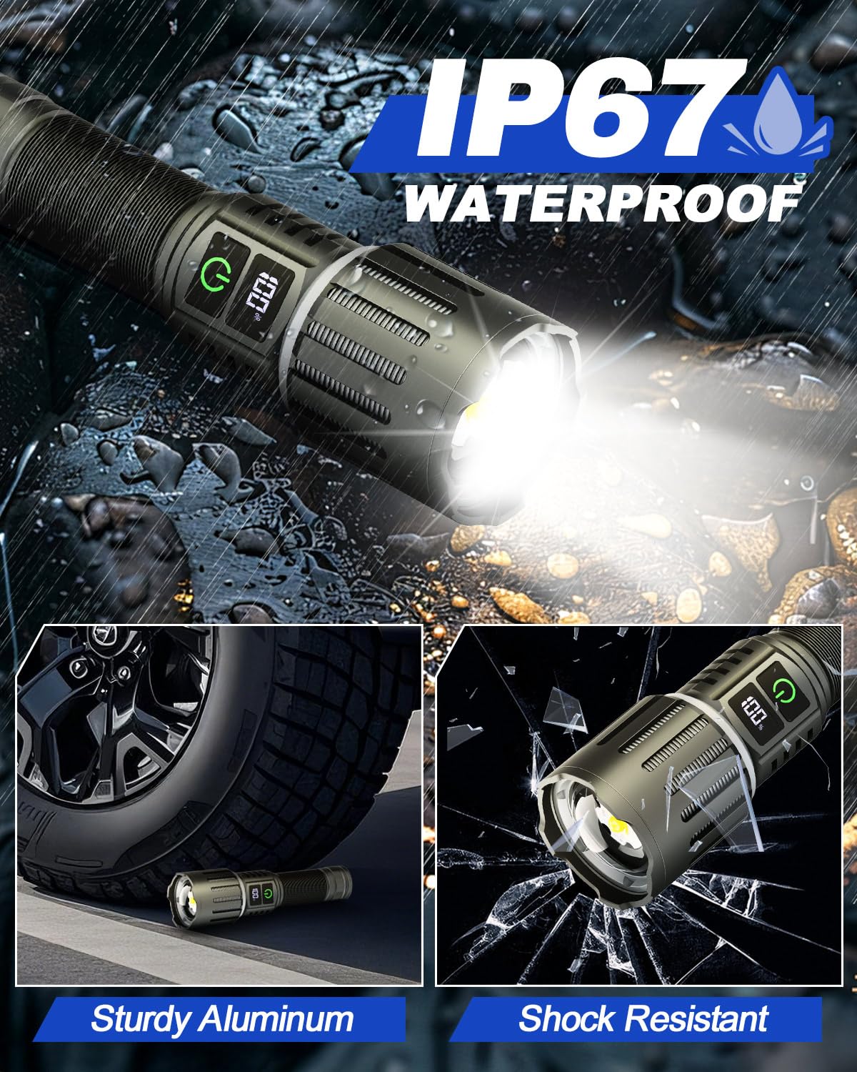 Victoper LED Flashlight 2 Pack, Bright Tactical Torch High Lumens 5 Modes, Waterproof Zoomable Flash Light for Outdoor, Birthday Gifts for Men, Dorm Room Hiking Camping Essentials Gear for Guys
