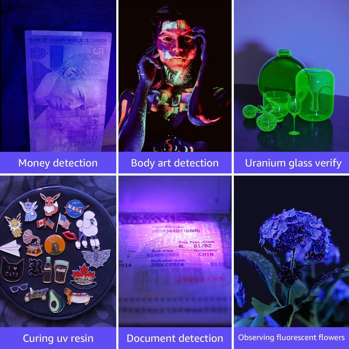 Lepro 395nm UV LED Flashlight, 9 LED Blacklight Detector