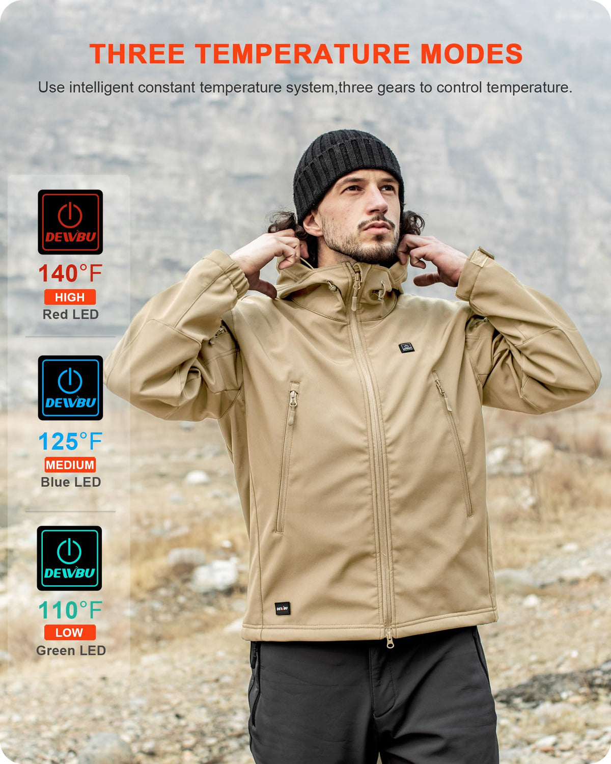DEWBU Heated Jacket for Men with 12V Battery Pack