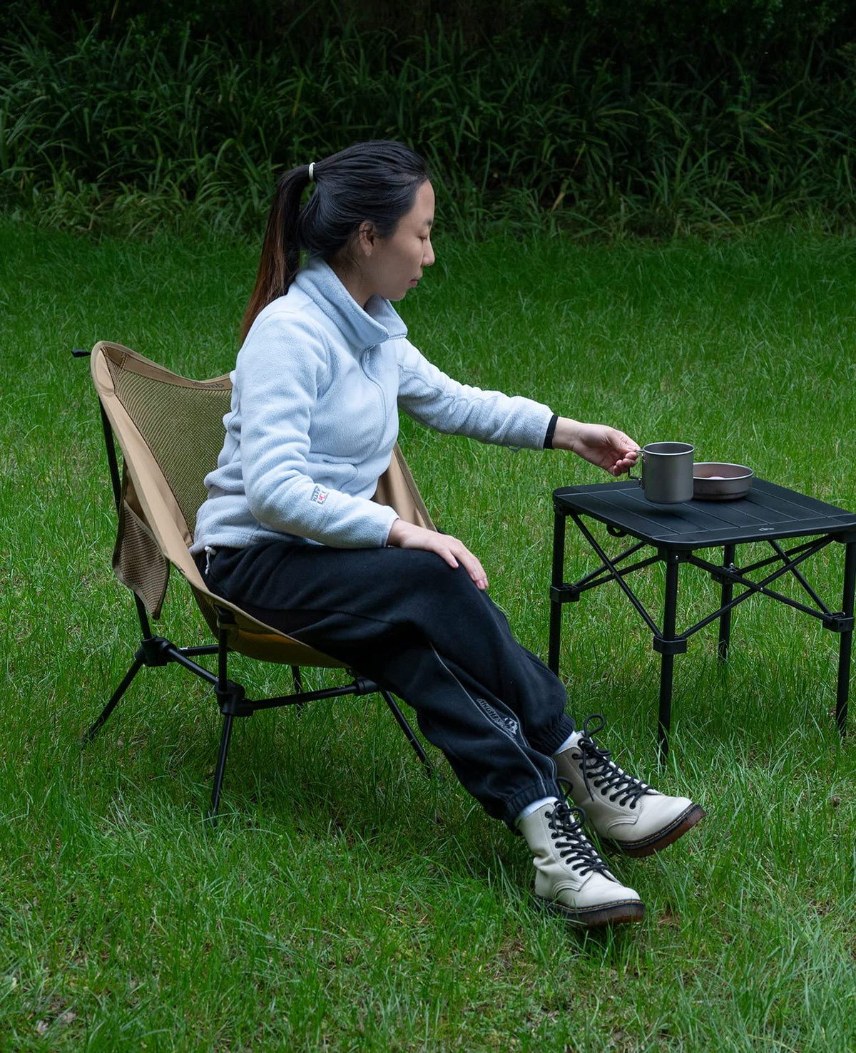 iClimb Ultralight Compact Folding Anti-Sinking Chair, Black