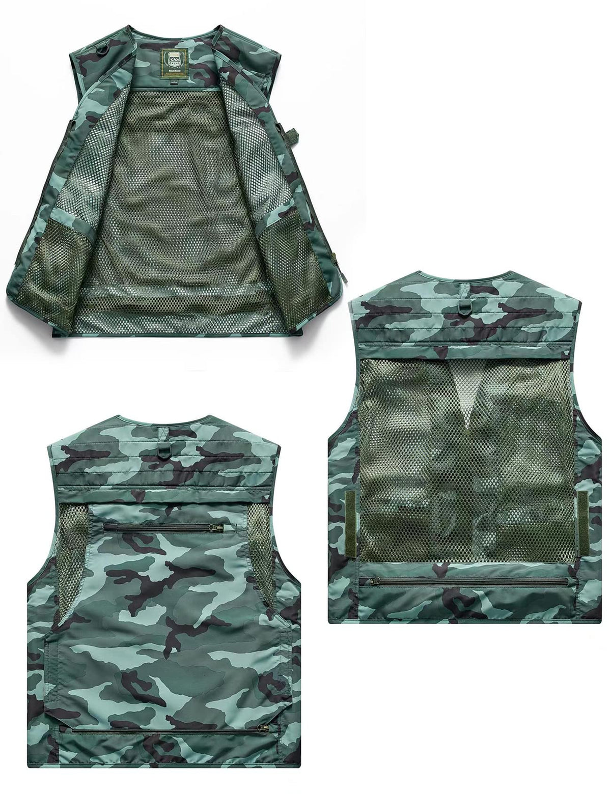 Flygo Men's Casual Lightweight Outdoor Fishing Work Safari Travel Photo Cargo Vest Jacket Multi Pockets