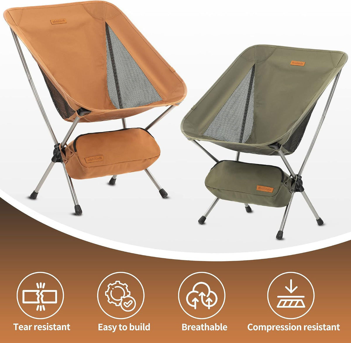 Naturehike YL08 Ultralight Camping Chair — Only 2.12 LBS, Anti-Sinking Feet