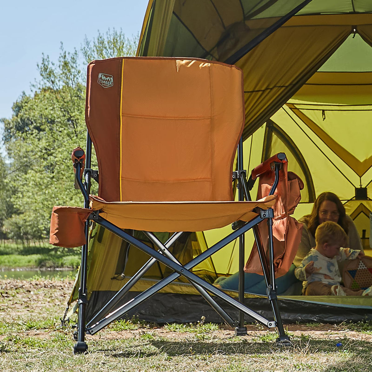 TIMBER RIDGE Oversized Folding Camping Chair High Back 500lbs