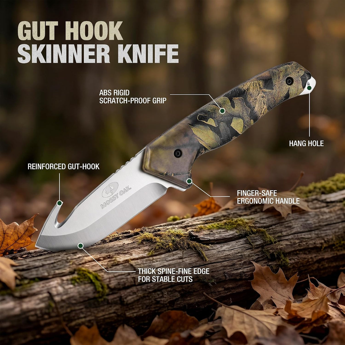 Mossy Oak Field Dressing Kit Hunting Deer Knife Set (8-Piece)