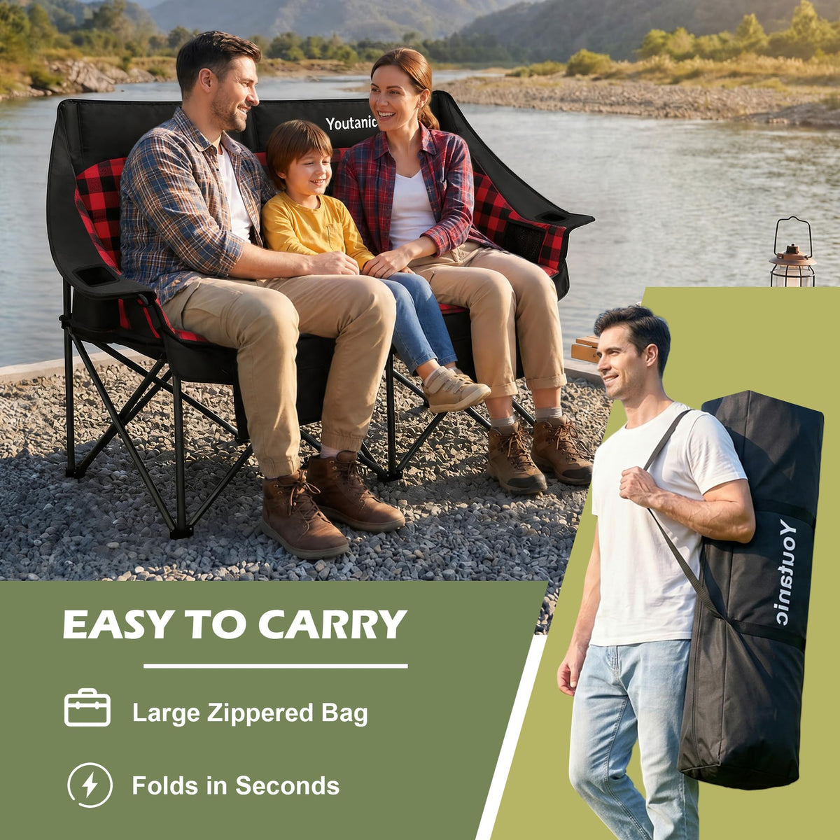 Youtanic Oversized Camping Chair, Portable Folding Camping Chairs