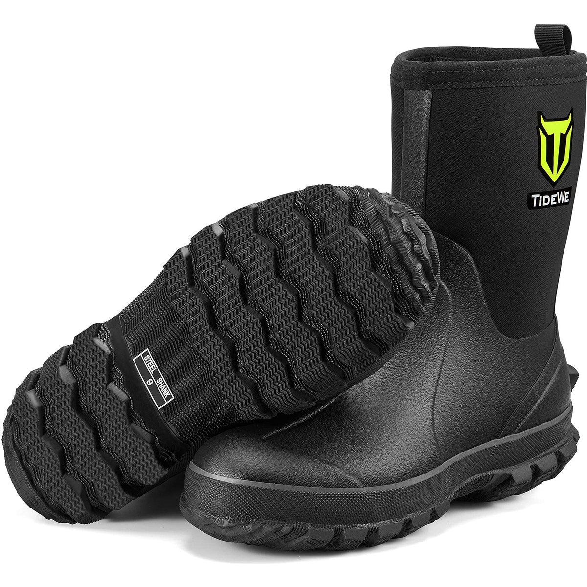 TIDEWE Rubber Boots for Men, Waterproof Hunting Work Boots