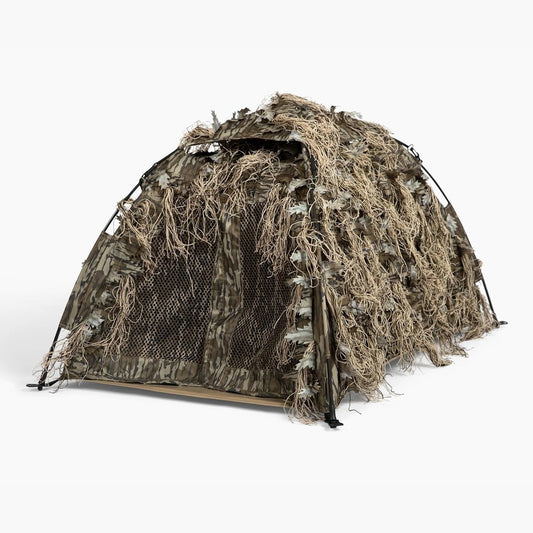 North Mountain Gear Mossy Oak Bottomland Camouflage Dog Blind for Duck and Goose Hunting, Lightweight, Magnetic Doors