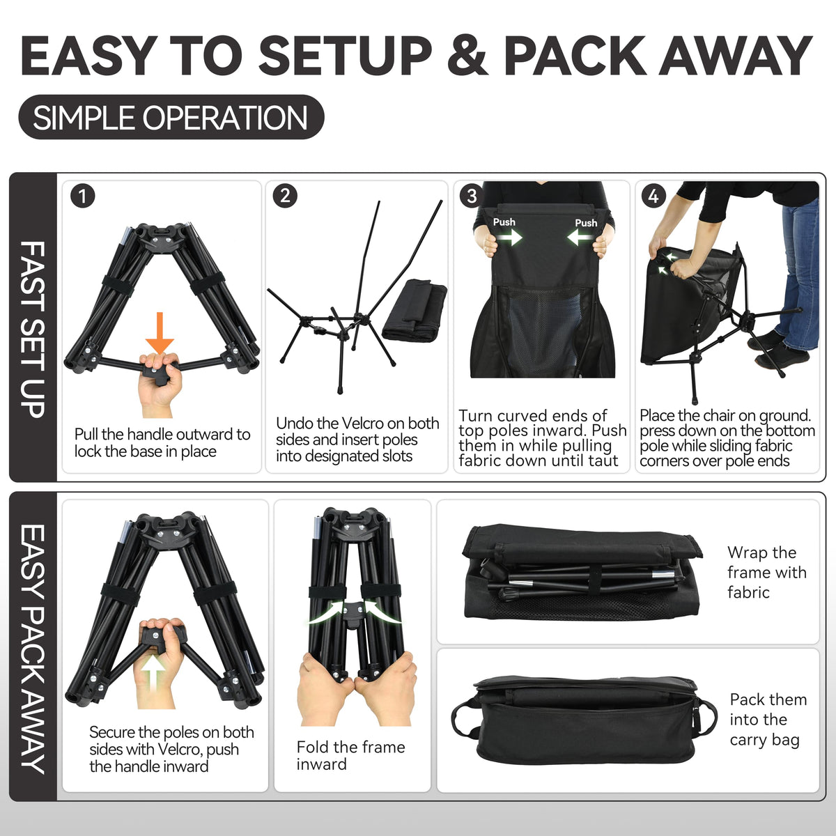 MARCHWAY Lightweight High Back Folding Camping Chair with Head Support