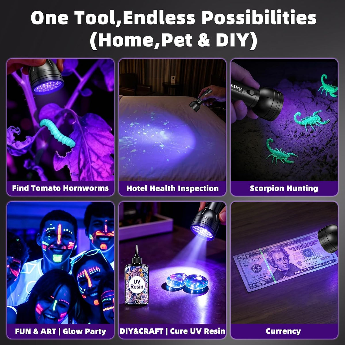 Vansky UV Light Stain Detector: 51 LED Black Light Finds Hidden Pet Urine