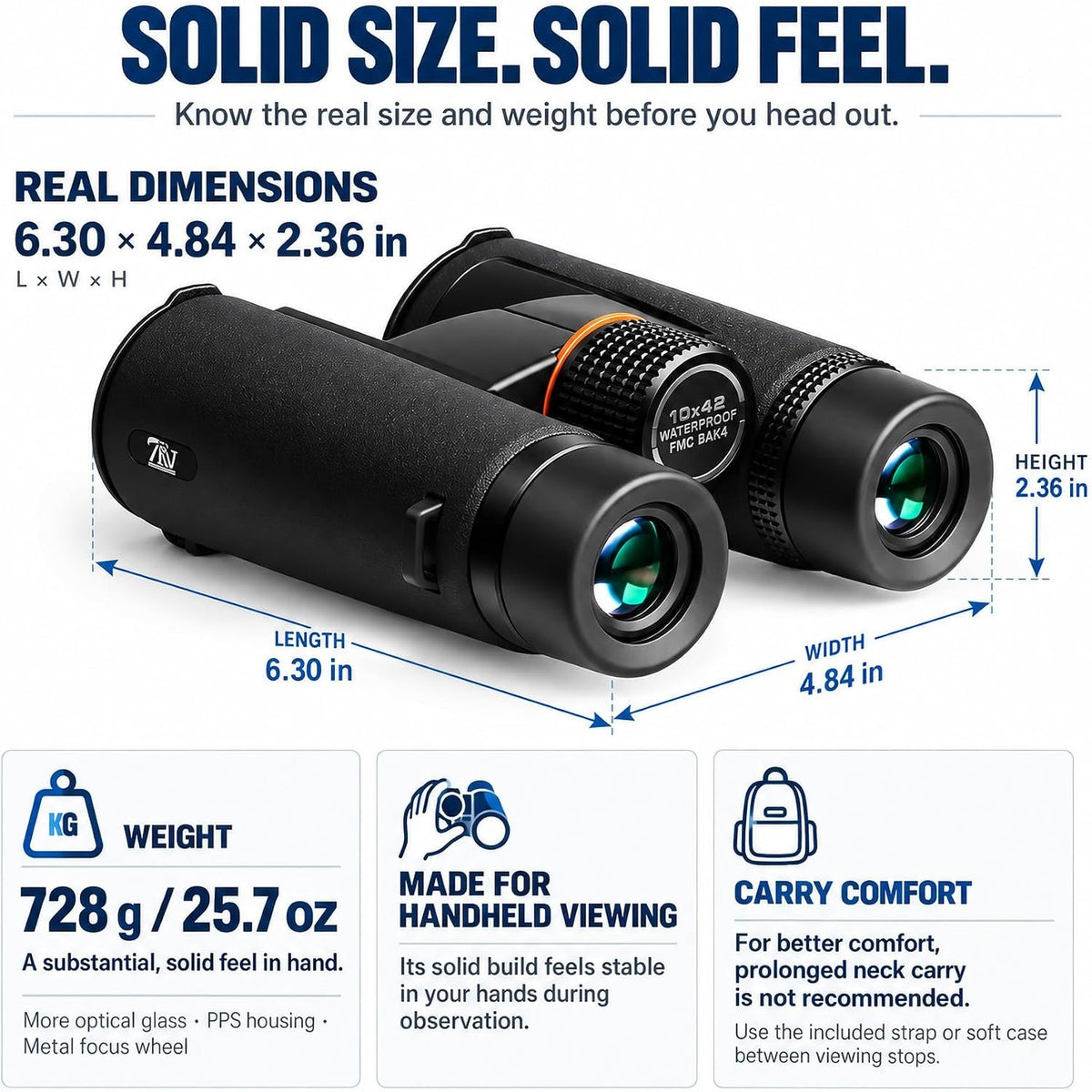 TRV 10X42 Birdwatching Binoculars for Adults High Powered Waterproof