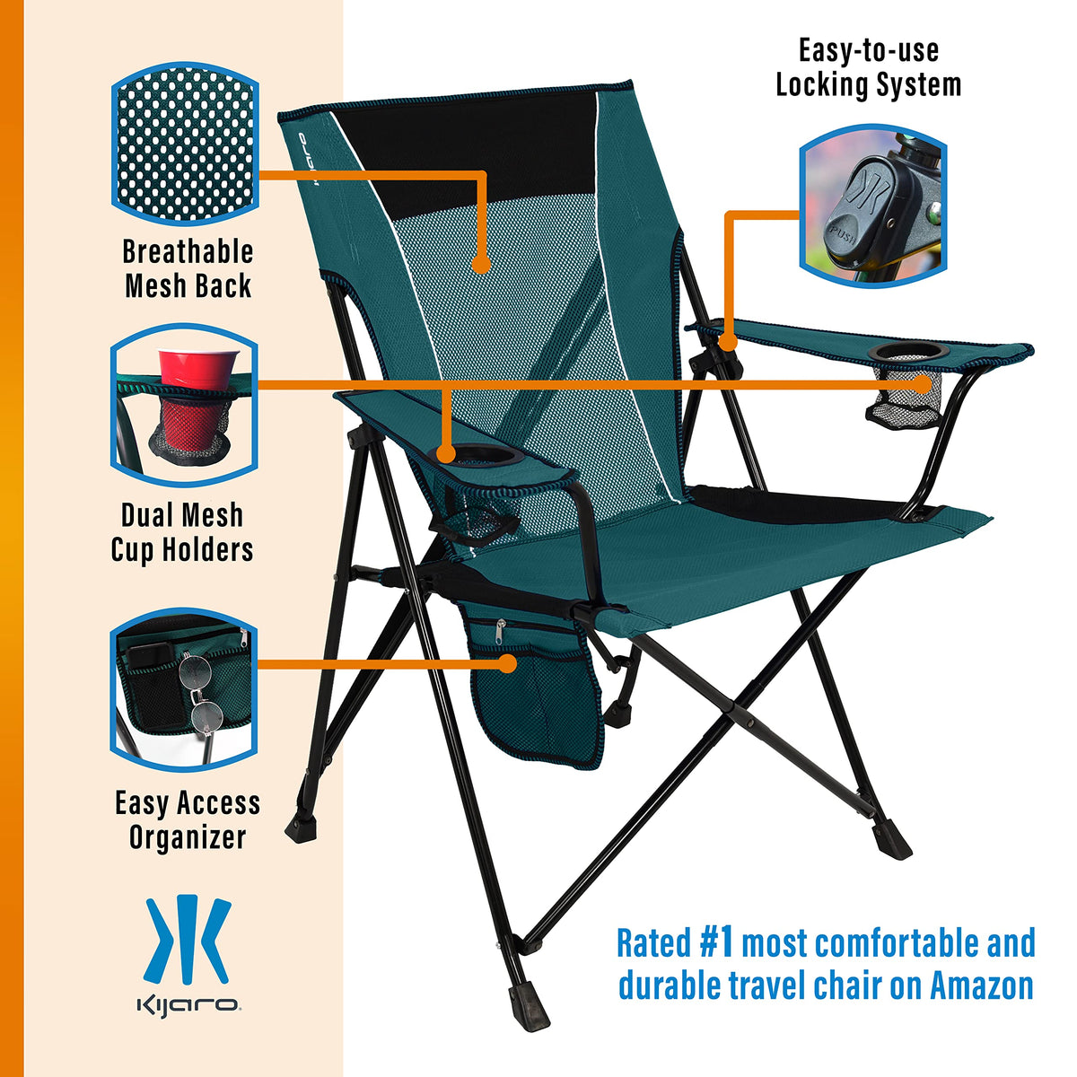 Kijaro Dual Lock Chair Color: Victoria Desert Orange