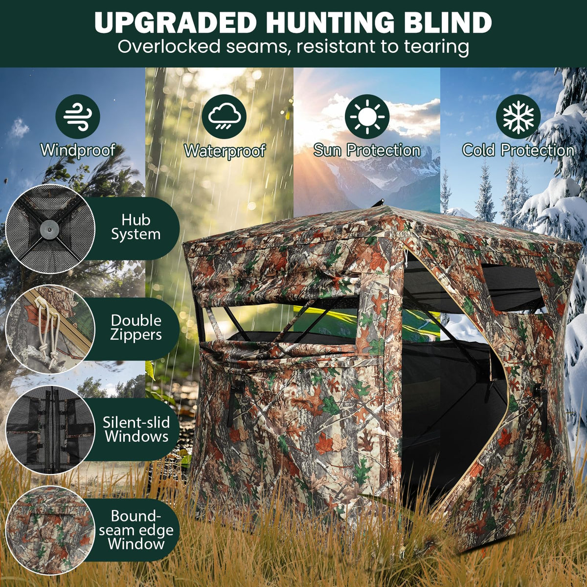 TLC Sport Hunting Blind, 270°/360° See Through Ground Blind for 2-4 Person