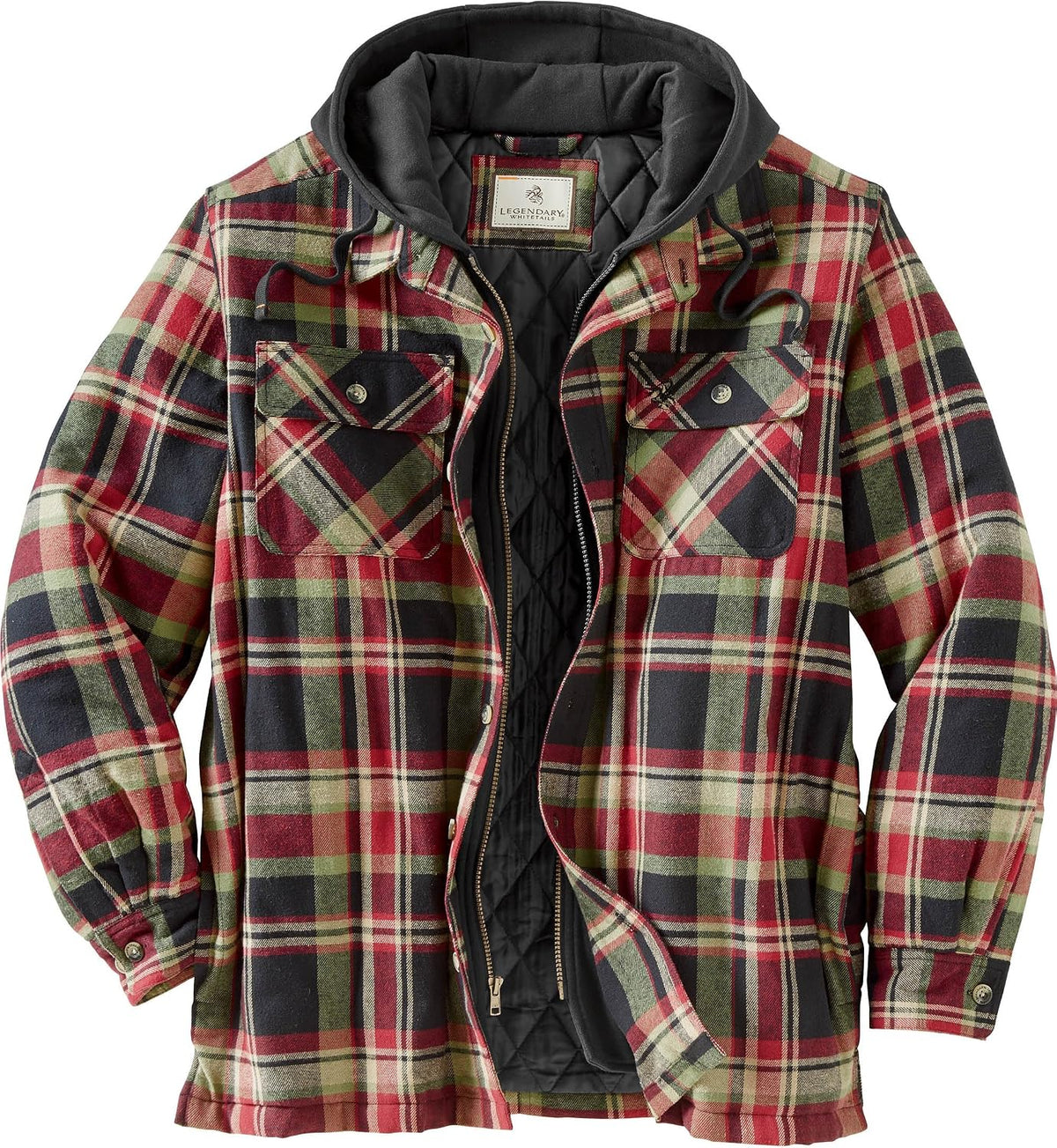 Legendary Whitetails Mens Flannel Shirt Jacket Hooded Insulated Shacket