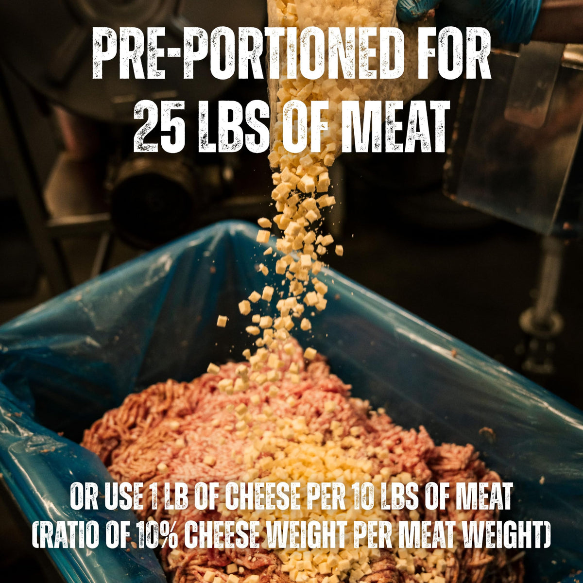 Bearded Butchers High-Temp Cheddar Cheese 2.5 lbs – Shelf-Stable 1/4" Cubes for Up to 25 lbs of Meat, 400°F High-Temperature Cheese – Ideal for Sausage Making, Brats, Snack Sticks, Burgers, and More