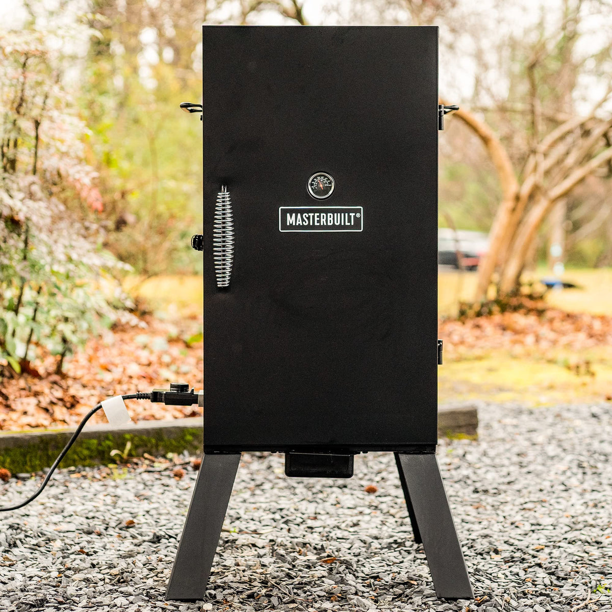 Masterbuilt® 30-inch Digital Electric Vertical BBQ Smoker with Side Wood Chip Loader, Chrome Racks and 710 Cooking Square Inches in Black, Model MB20071117
