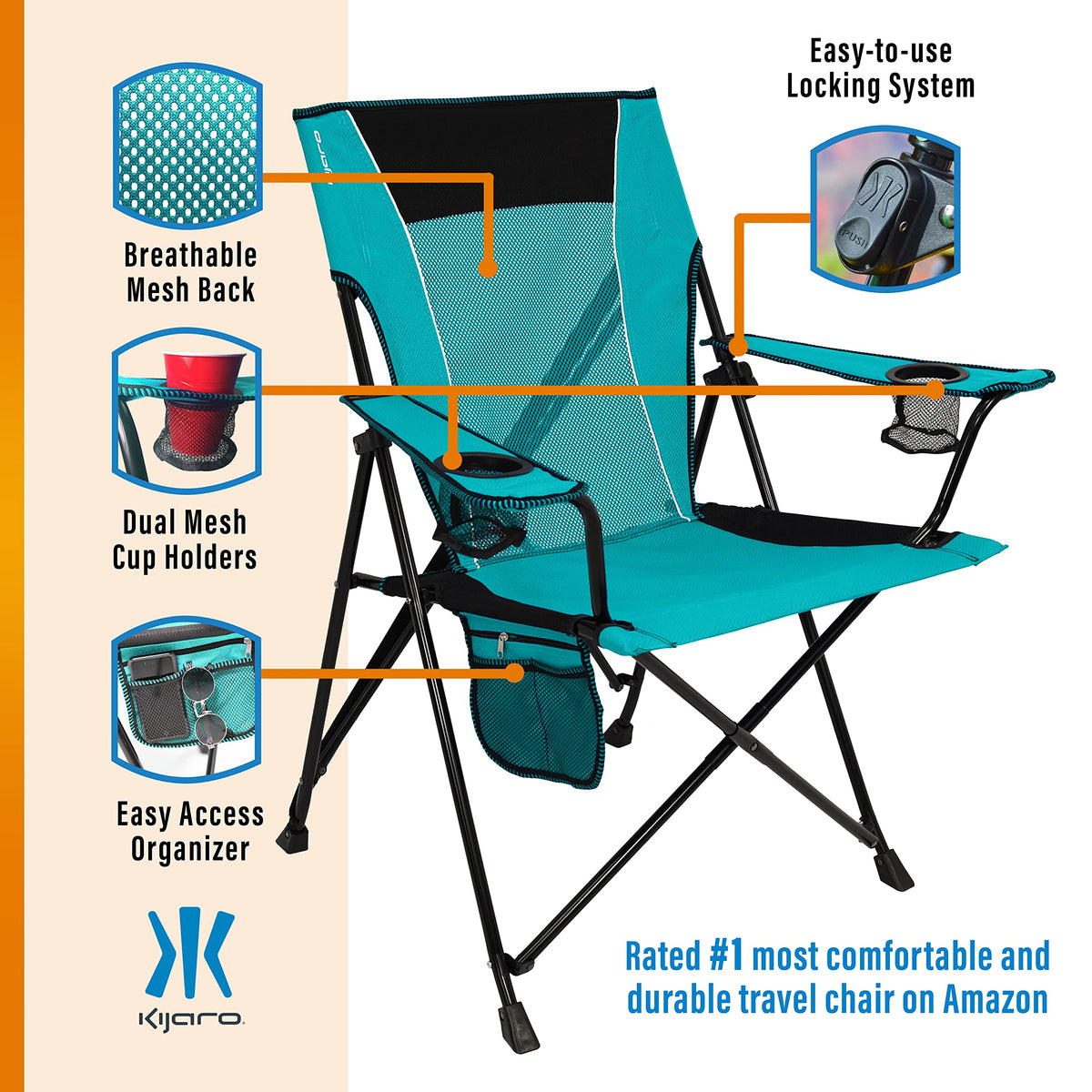 Kijaro Dual Lock Chair Color: Victoria Desert Orange