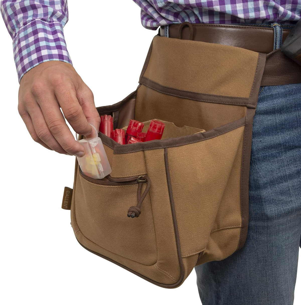 Allen Company Rival Double Compartment Shell Bag & 52" Waist Belt, Tan
