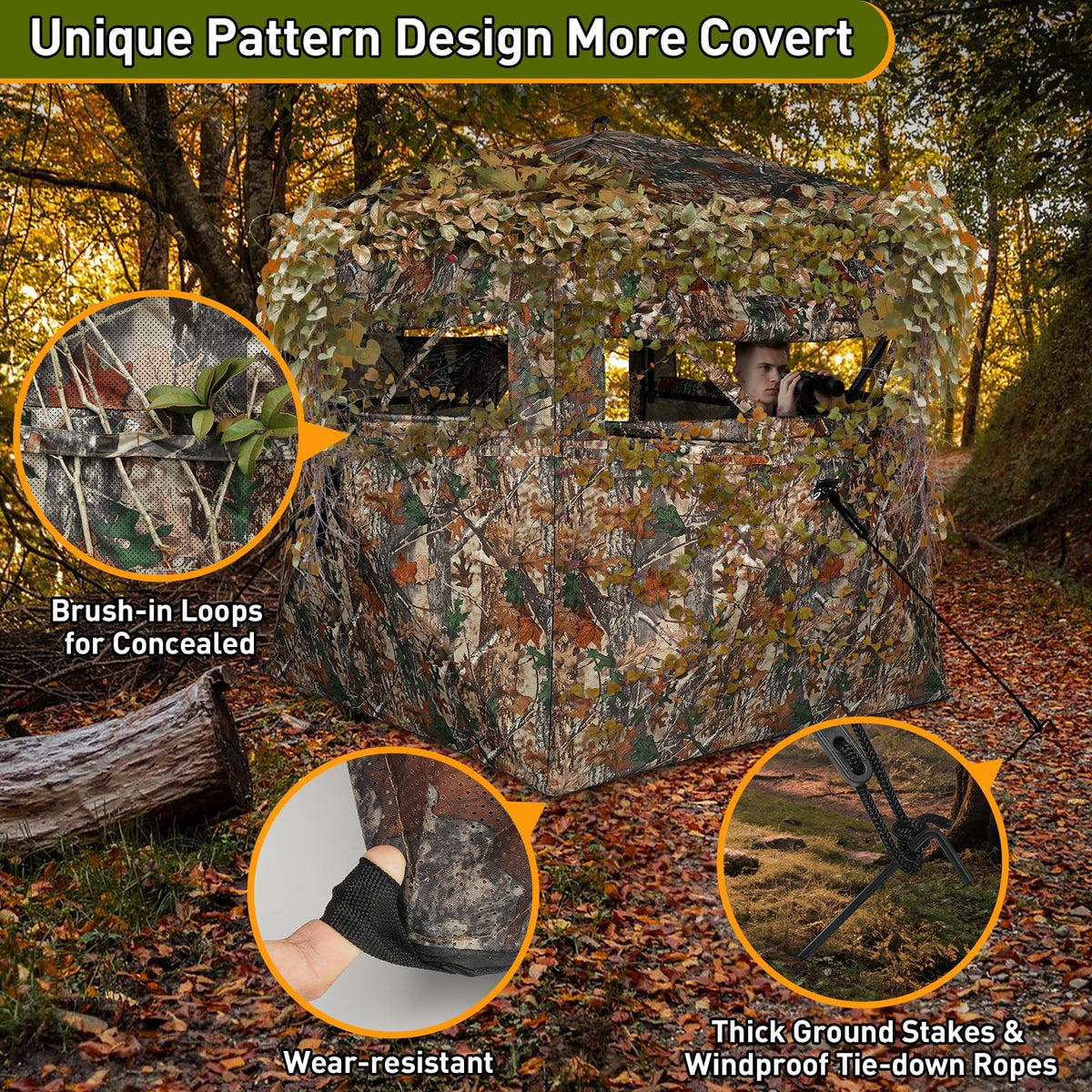 TLC Sport Hunting Blind, 270°/360° See Through Ground Blind for 2-4 Person